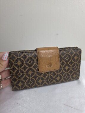Fossil Brown Patterned Leather Continental Wallet